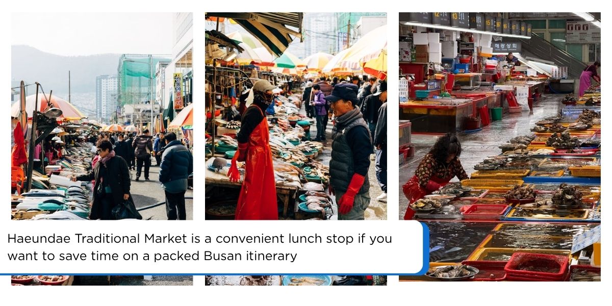 Local Busan food at Haeundae Traditional Market during a one day trip