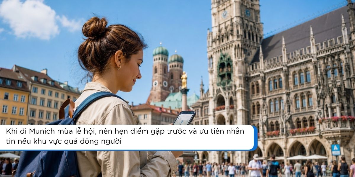 Du khách dùng eSIM Đức để liên lạc khi tham quan Munich