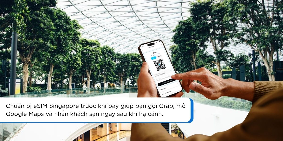 sử dụng eSIM để kết nối internet tại sân bay Changi ngay khi hạ cánh