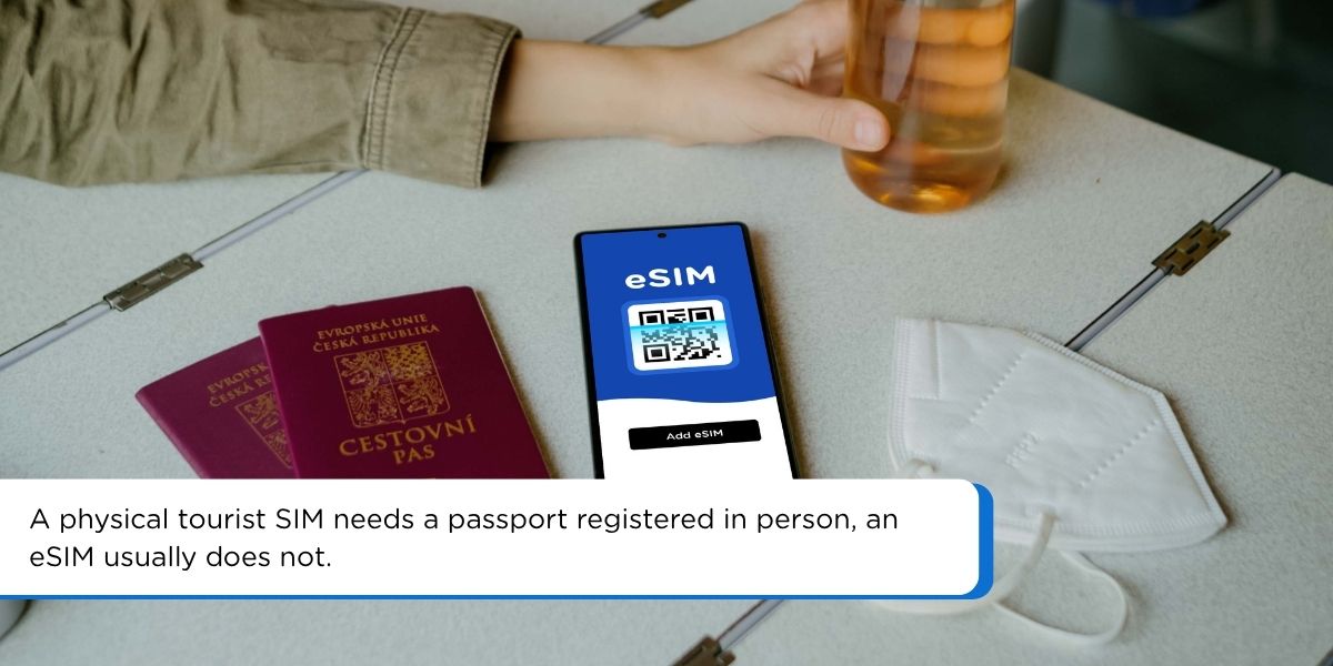 Smartphone and passport laid on a suitcase before an international trip