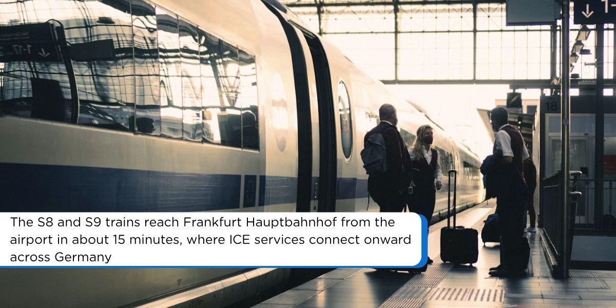 ICE high-speed train and travelers at Frankfurt central station (Hauptbahnhof)