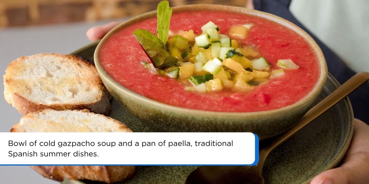 Cold soups, grilled sardines, and paella: Spain's menus shift with the heat in August.