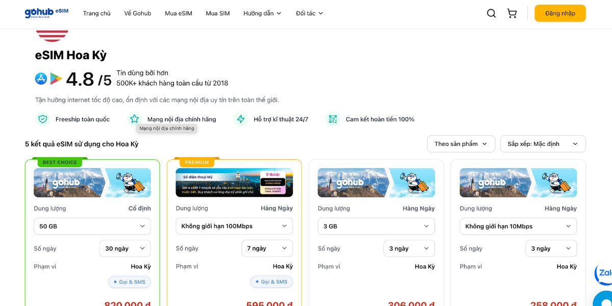 Giá eSIM Mỹ tại Gohub cho du khách hạ cánh tại sân bay LAX