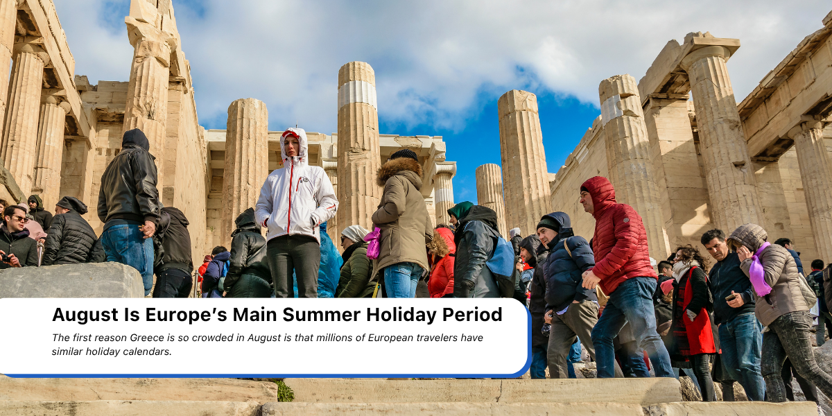 Acropolis Athens crowded with tourists during Europe's peak summer holiday season