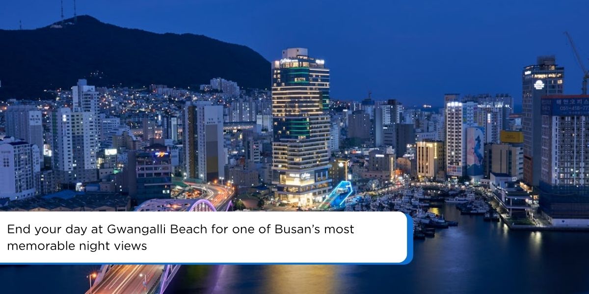 Gwangalli Beach with Gwangan Bridge night view in Busan