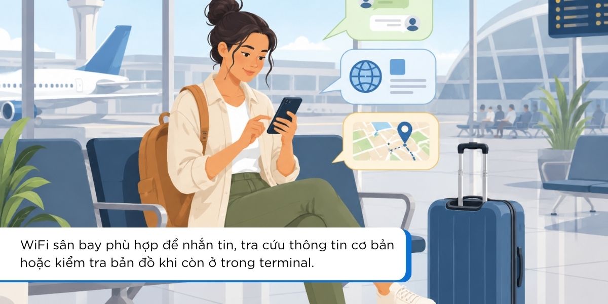 Du khách kết nối WiFi tại sân bay Incheon sau khi hạ cánh