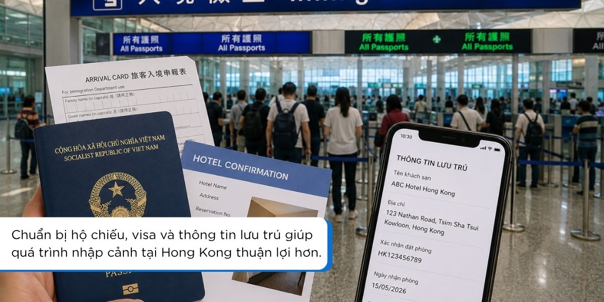 Khu vực nhập cảnh sân bay Hong Kong cho du khách quốc tế