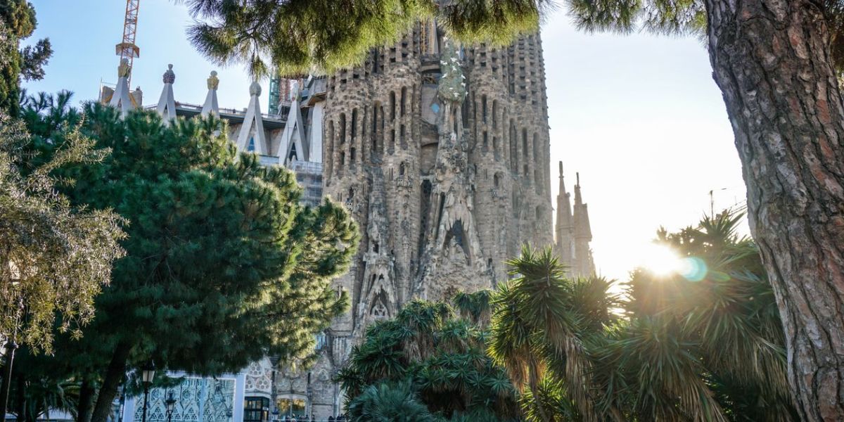 Sagrada Família basilica facade in Barcelona, Spain