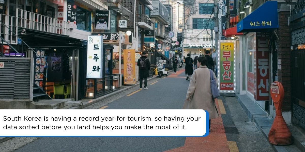 Tourists exploring the shopping street in Myeongdong, Seoul
