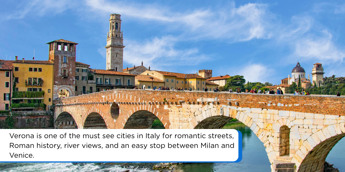 Ponte Pietra bridge over the Adige River in Verona, Italy