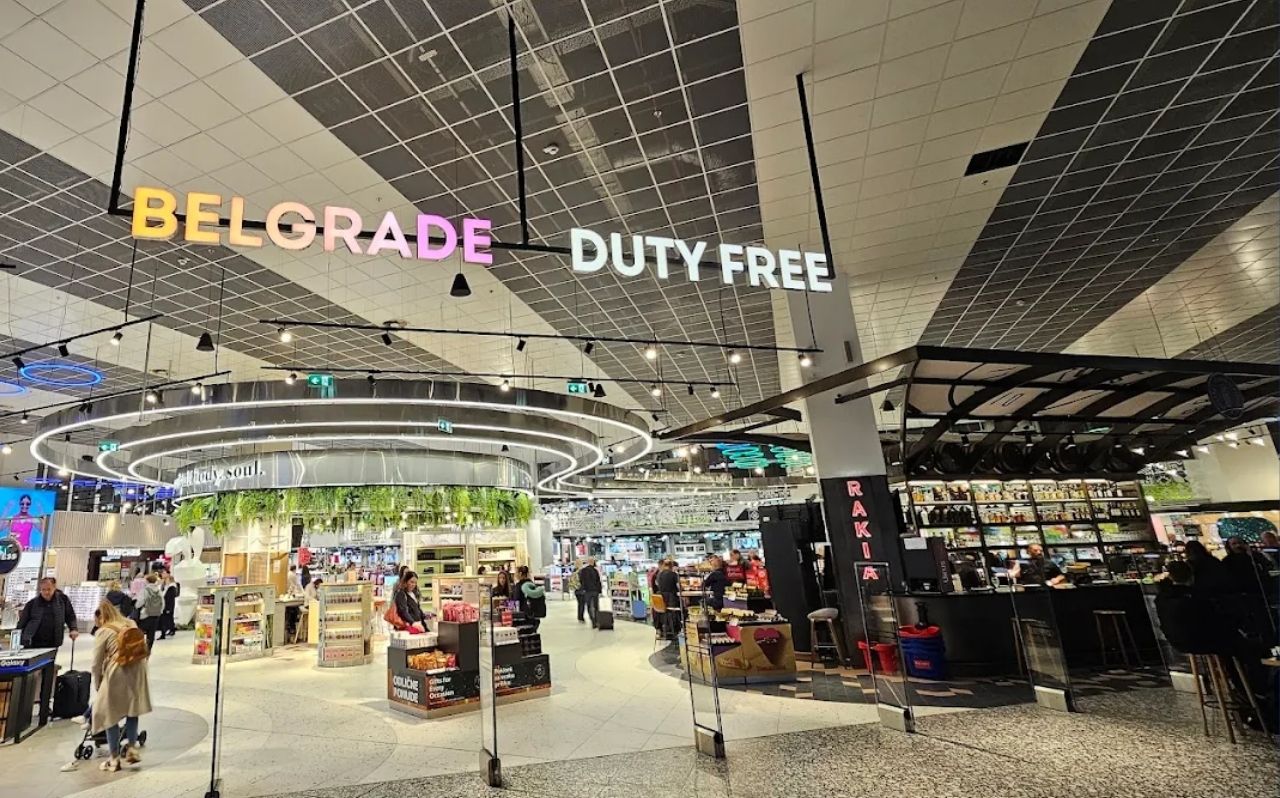 Arrival hall at Belgrade Nikola Tesla Airport in Serbia