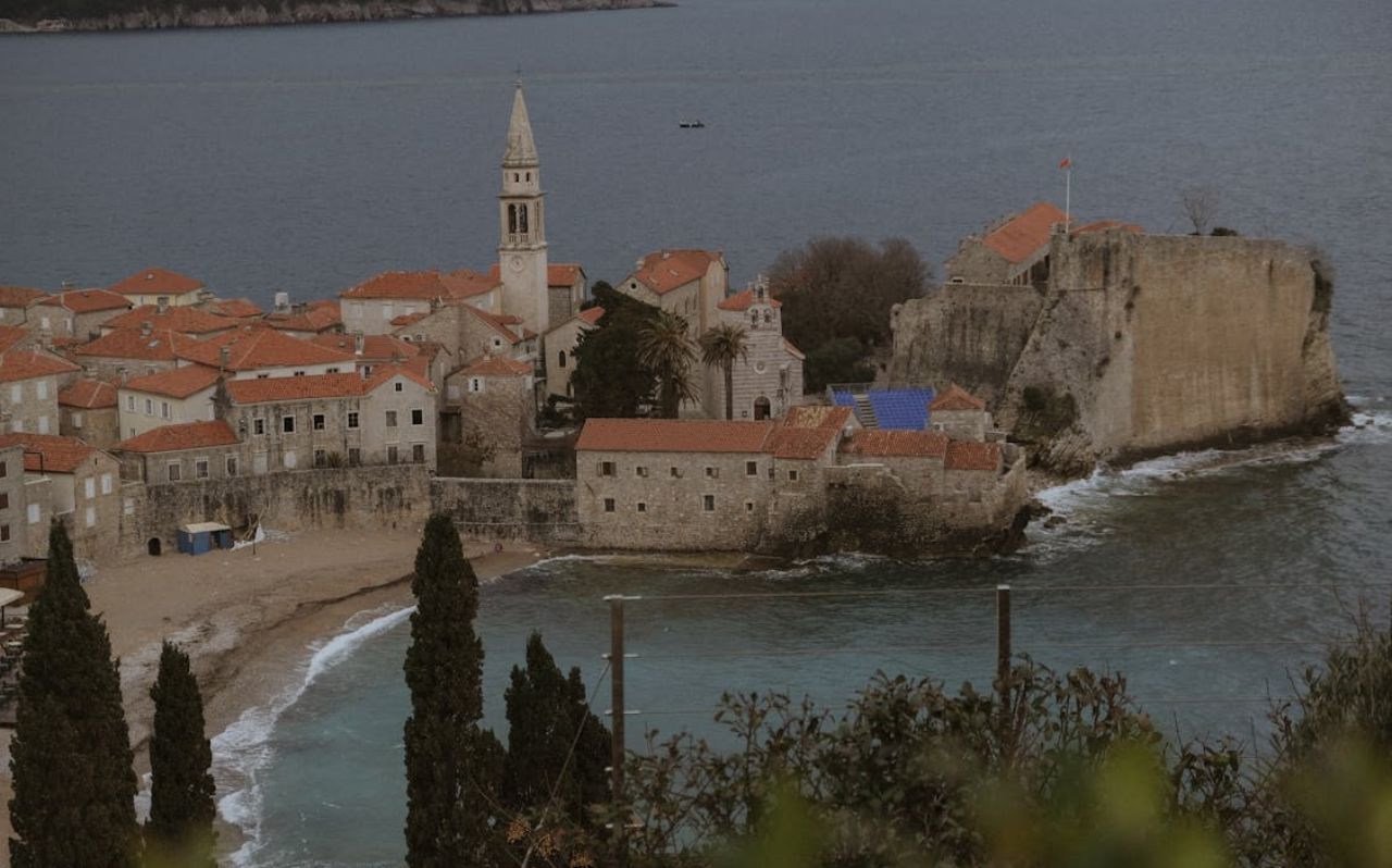Historic coastal town along the Adriatic Sea in the Balkan region