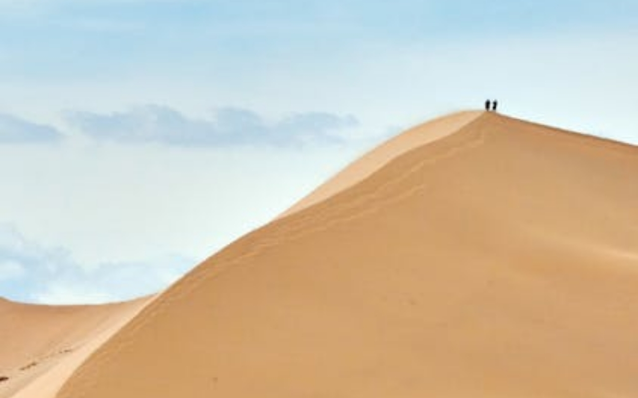 Altyn-Emel National Park with desert landscape and Singing Dune area near Almaty