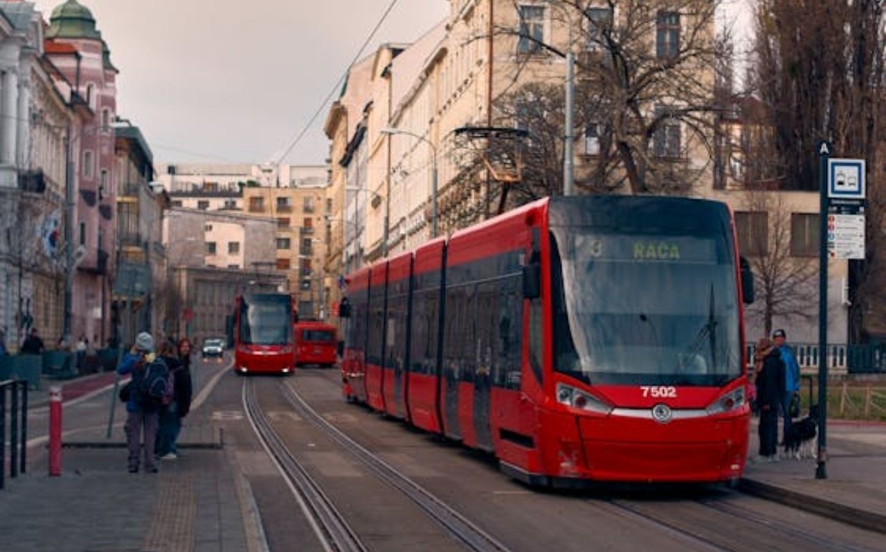 Belgrade tram operating in the city center as part of public transport in Serbia