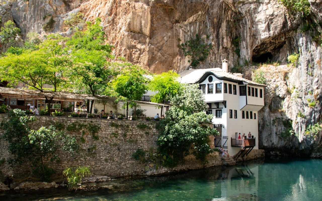 Blagaj Tekke monastery by the Buna River in rural Bosnia