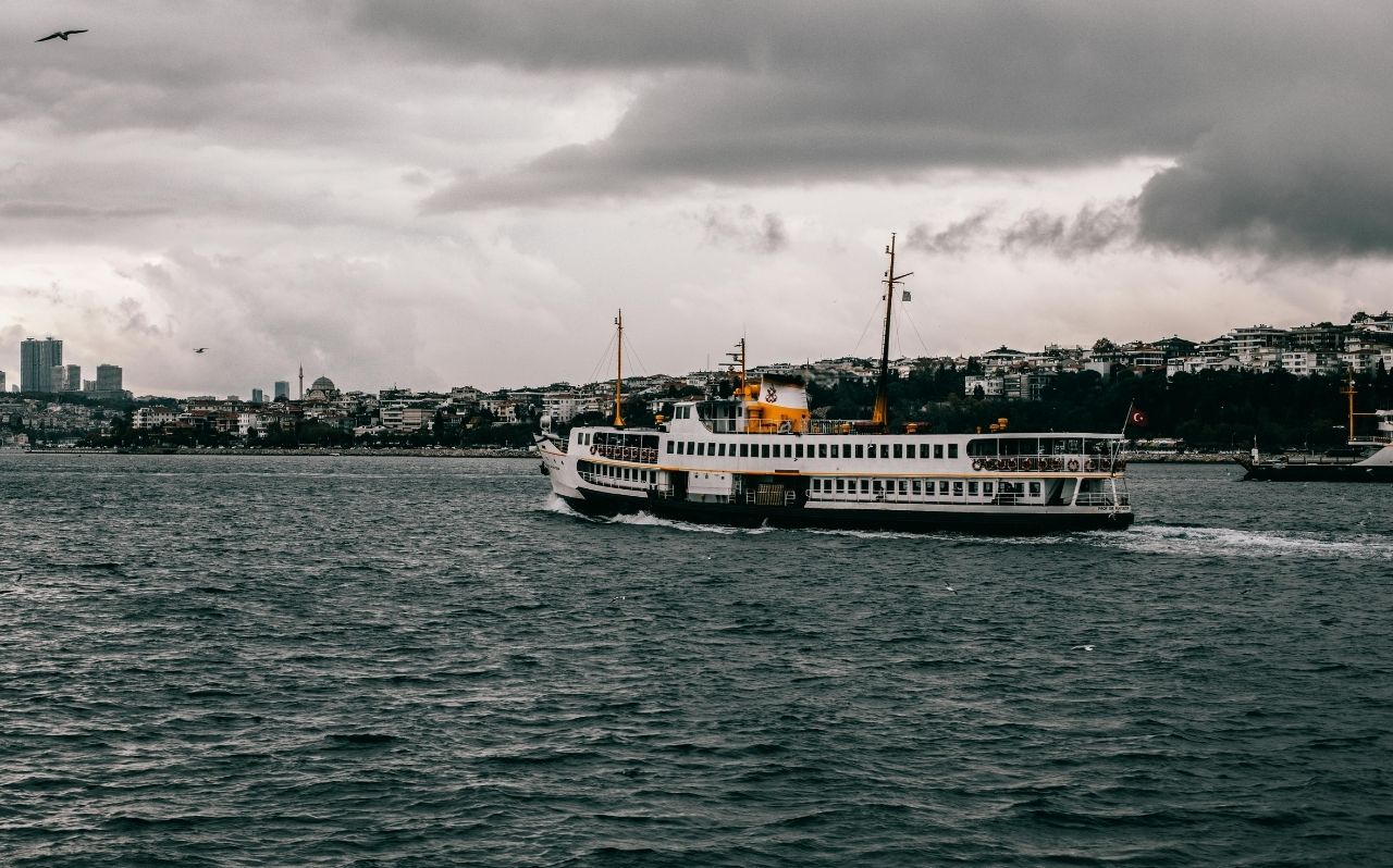 Ferry crossing the Bosphorus between European and Asian sides of Istanbul