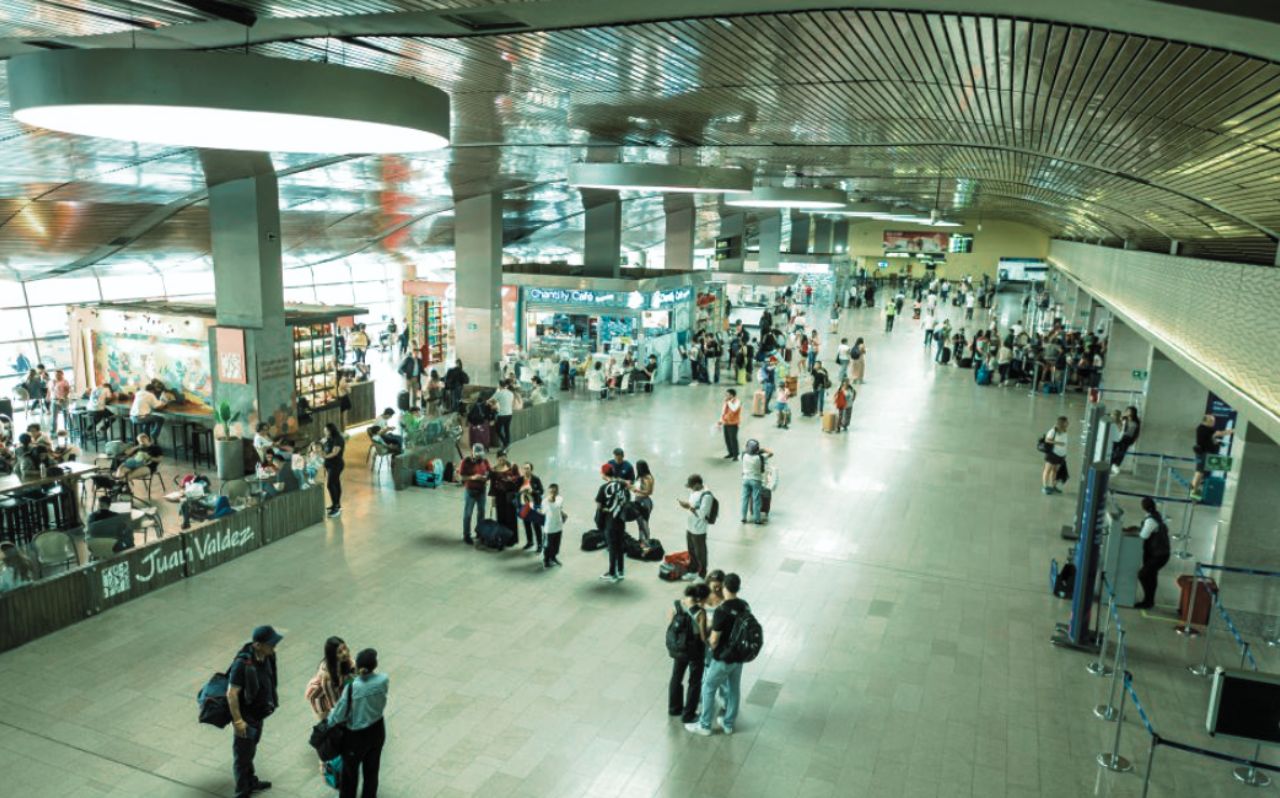 Travelers arriving at Rafael Núñez International Airport Cartagena Colombia
