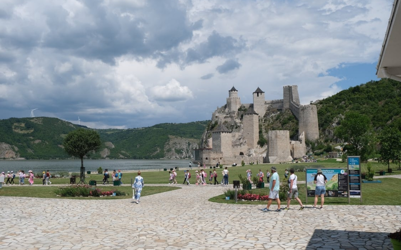 Danube gorge cliffs inside Đerdap National Park along the Serbia border