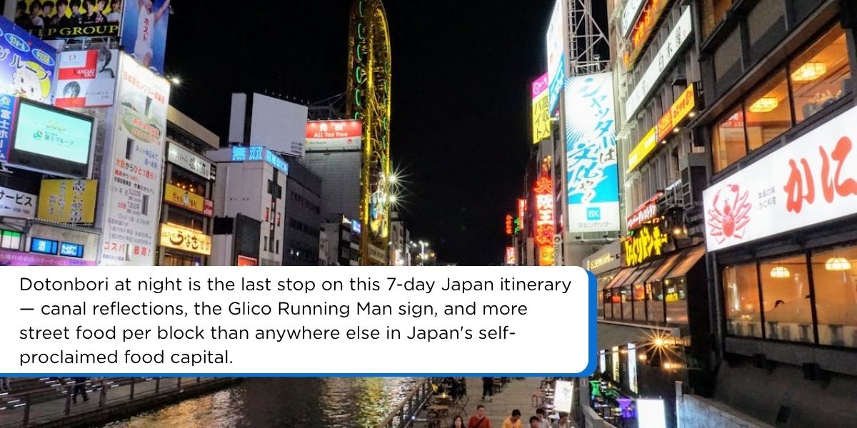 dotonbori osaka canal glico sign neon lights at night japan