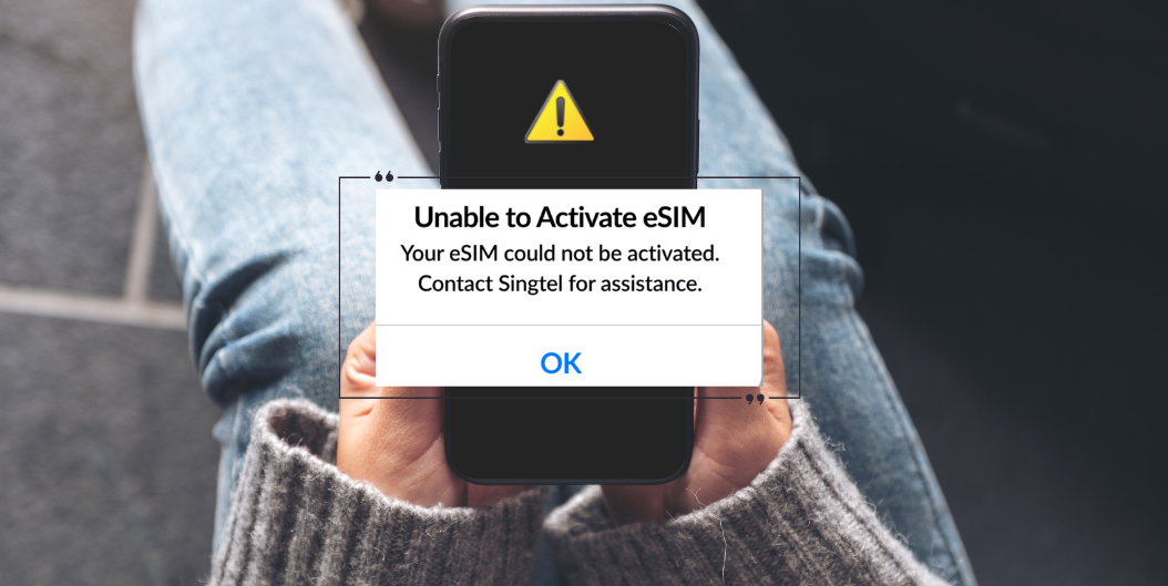 Unable to activate eSIM error shown on mobile phone screen