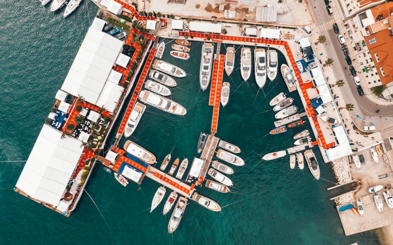 Ferry departing Split port toward Croatian islands during summer season