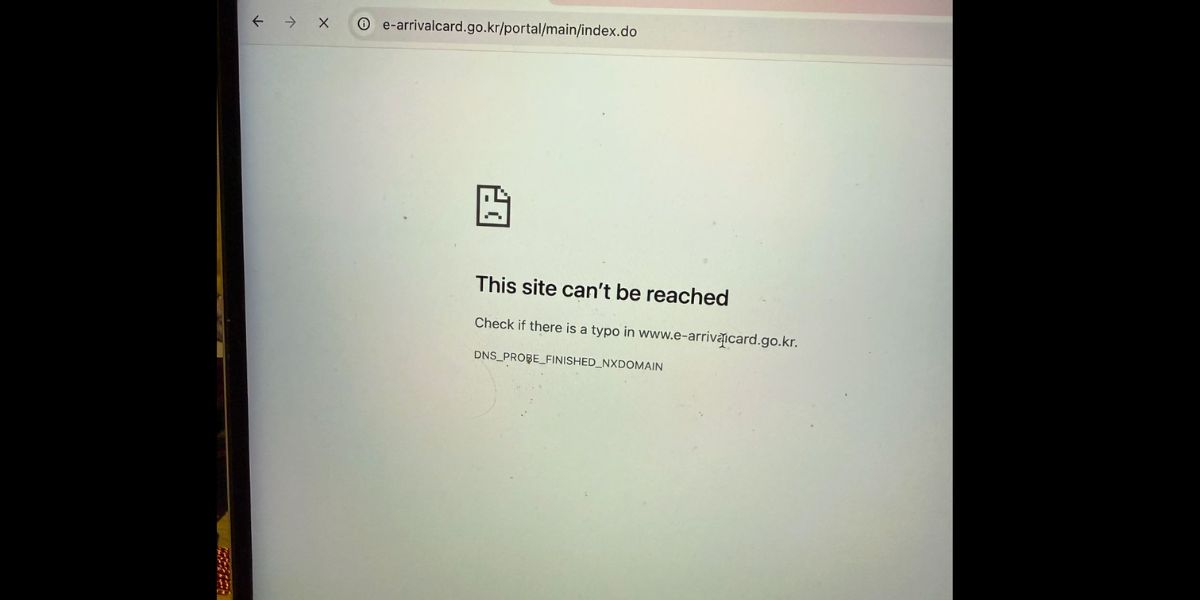 Màn hình hiện thị lỗi truy cập khi đăng nhập e arrival card đi du lịch hàn quốc
