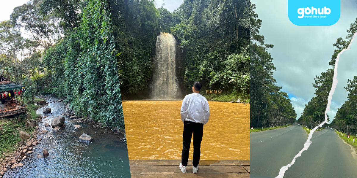 Scenic nature experiences in Măng Đen, Vietnam: Pa Sy waterfall, pine forest roads, and streamside coffee shop