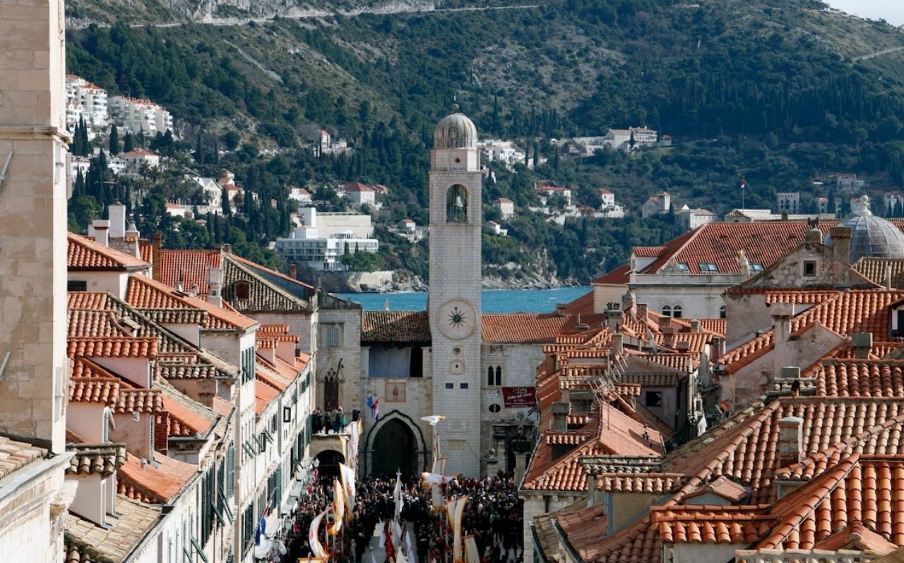 Stradun street inside Old Town Dubrovnik with historic stone buildings