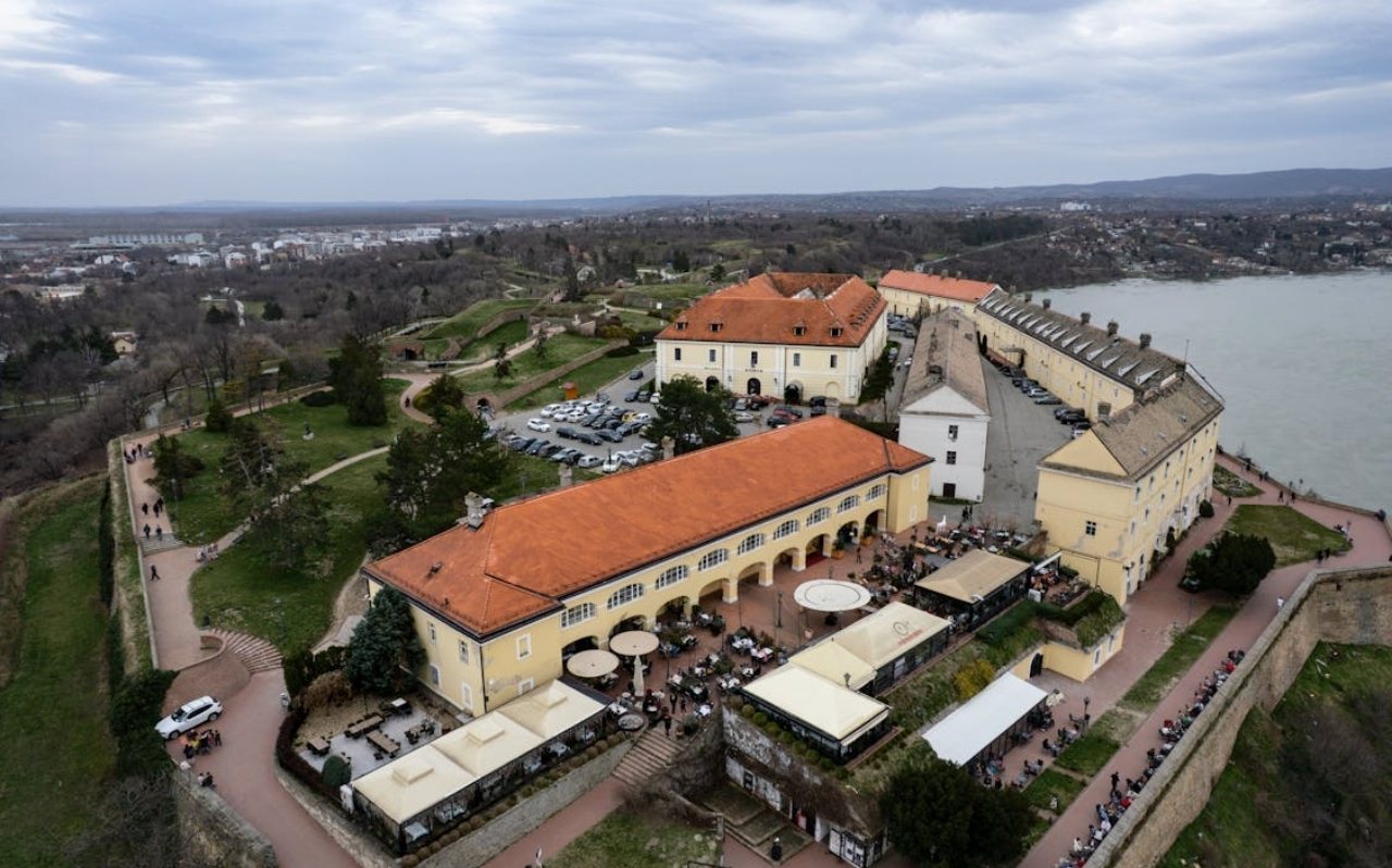 Petrovaradin Fortress and the Danube River seen from Novi Sad, Serbia