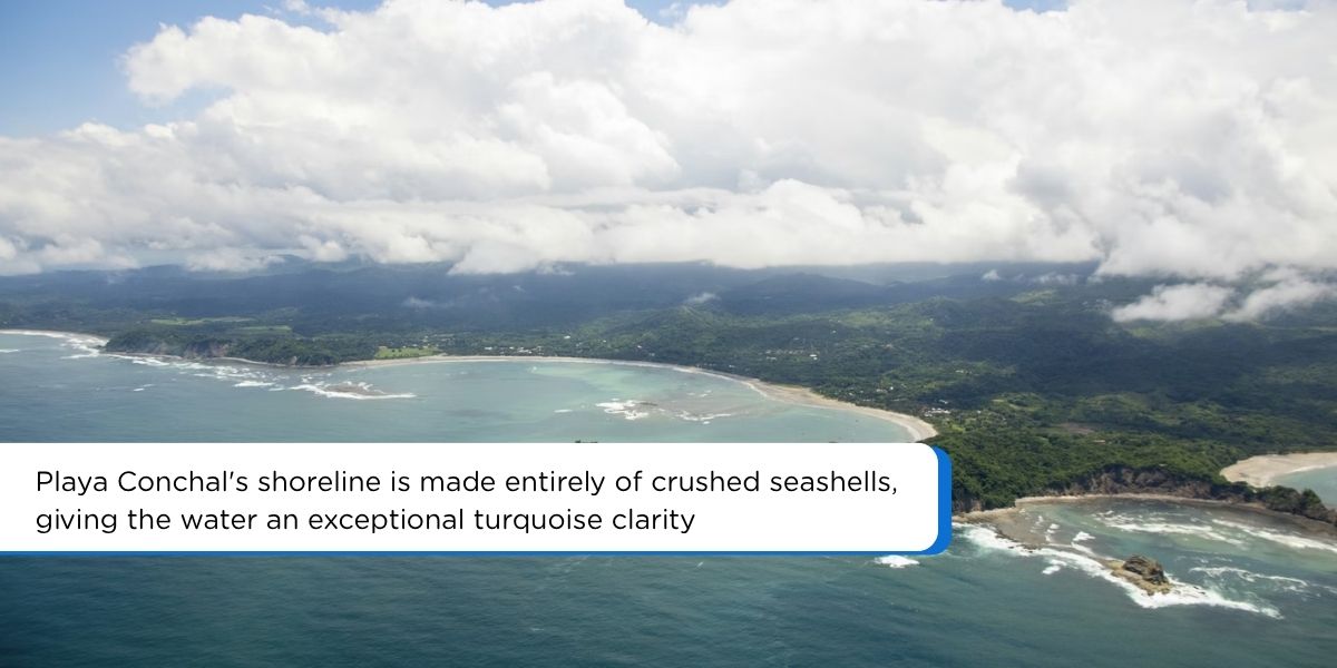 Playa Conchal Guanacaste Costa Rica with crushed white shells and turquoise water