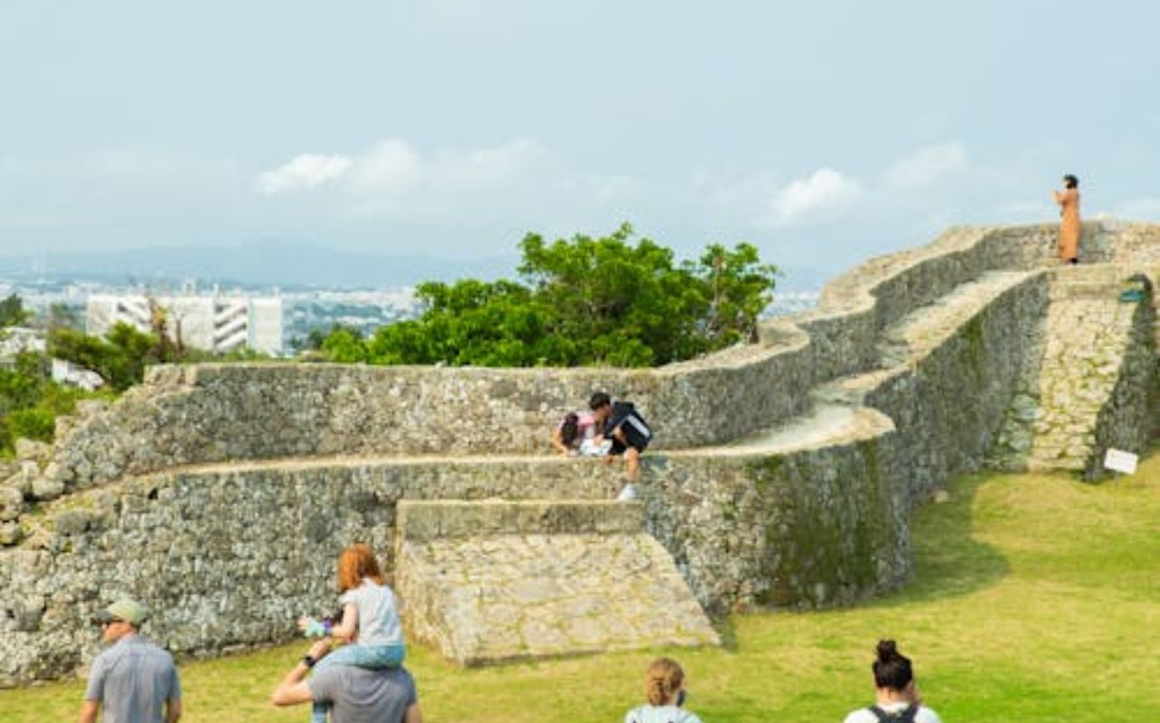 Ryukyu castle ruins overlooking Okinawa landscape