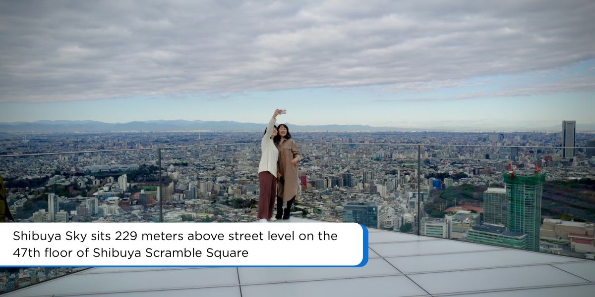 shibuya sky observatory panoramic view of tokyo at sunset