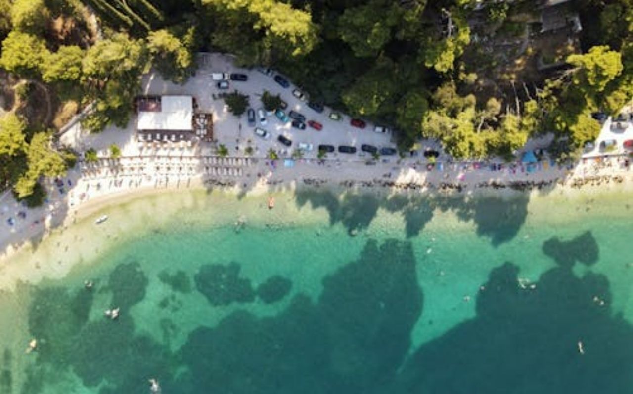 Bačvice Beach in Split Croatia with shallow sandy shoreline