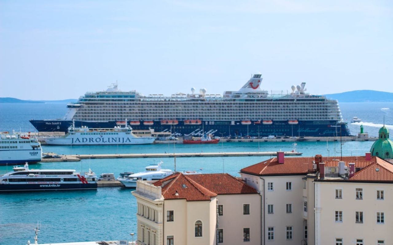 Ferry from Split to island in Croatia during summer