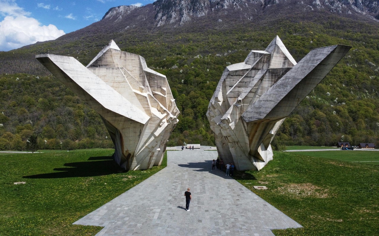 Mountain landscape in Sutjeska National Park Bosnia overlooking deep valleys
