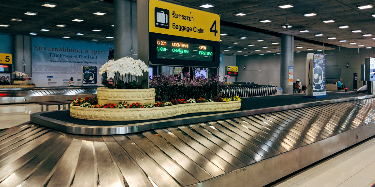 Baggage claim area at Suvarnabhumi Airport in Bangkok after international arrival