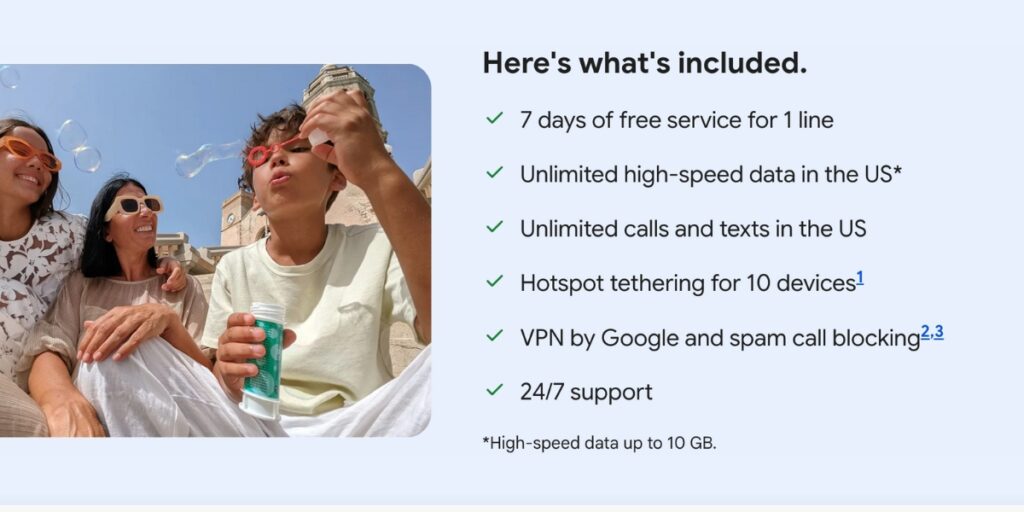 google fi gói 7 ngày dùng thử chi tiết