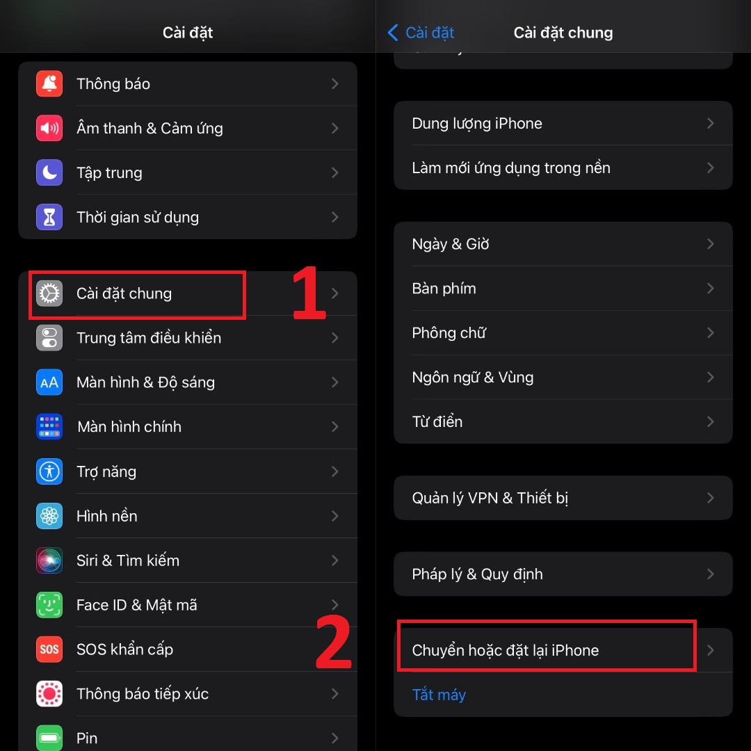 Truy cập vào Cài đặt để thực hiện