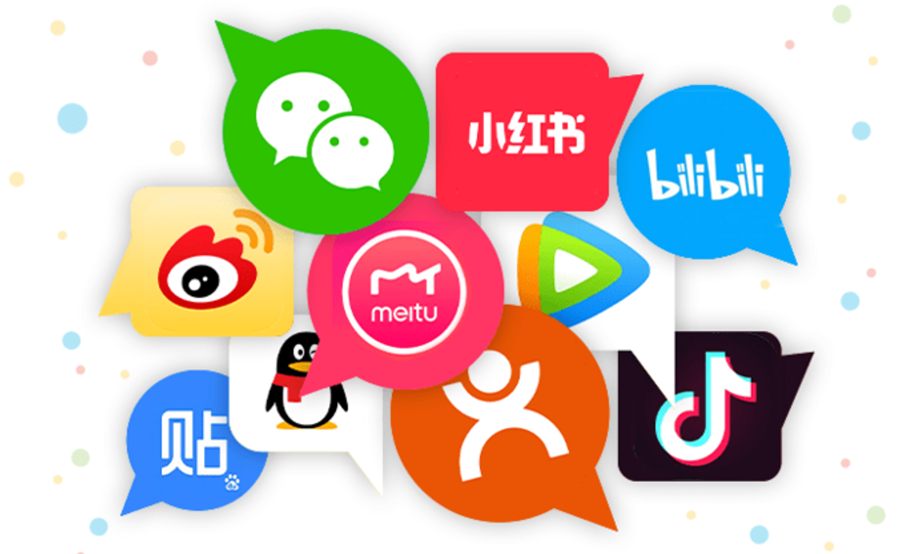 Giao diện các mạng xã hội phổ biến tại Trung Quốc (WeChat, RED, Douyin)