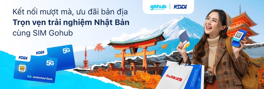 eSIM Nhật Bản Gohub x KDDI – eSIM tốc độ cao, ưu đãi mua sắm