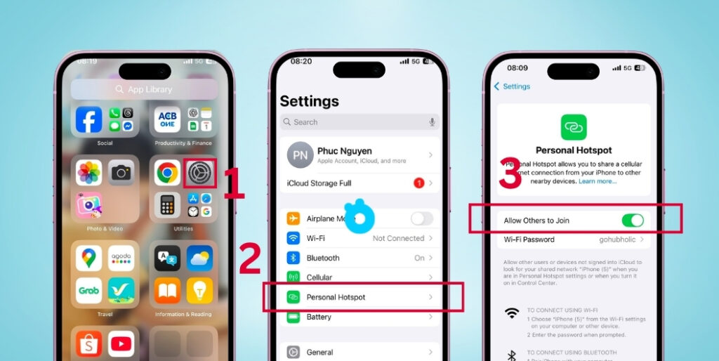 Cách bật điểm truy cập cá nhân bằng eSIM trên iPhone