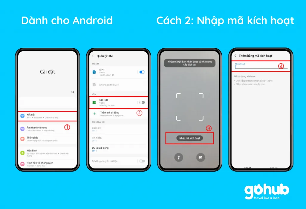 Hướng dẫn cách kích hoạt eSIM online tại nhà bằng mã kích hoạt cho Android