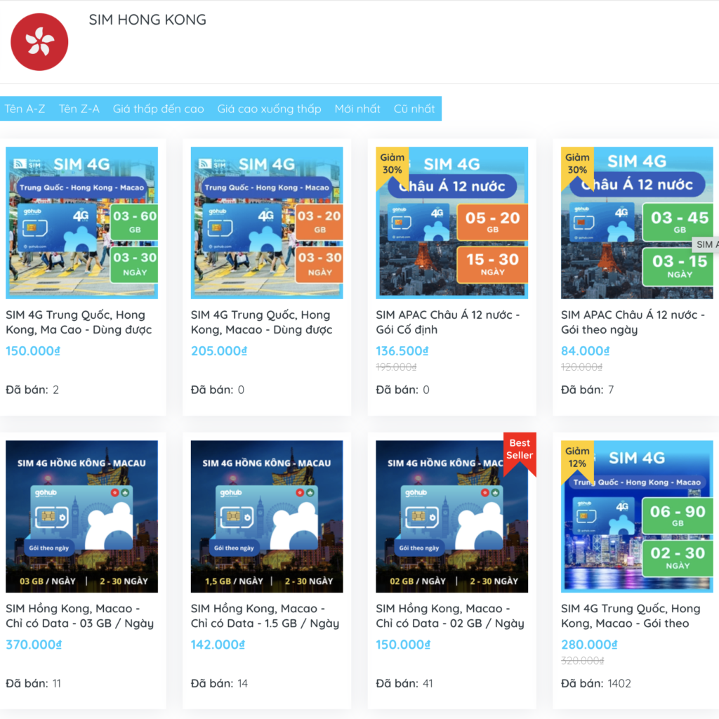 Tổng hợp các gói SIM Hong Kong từ Gohuv