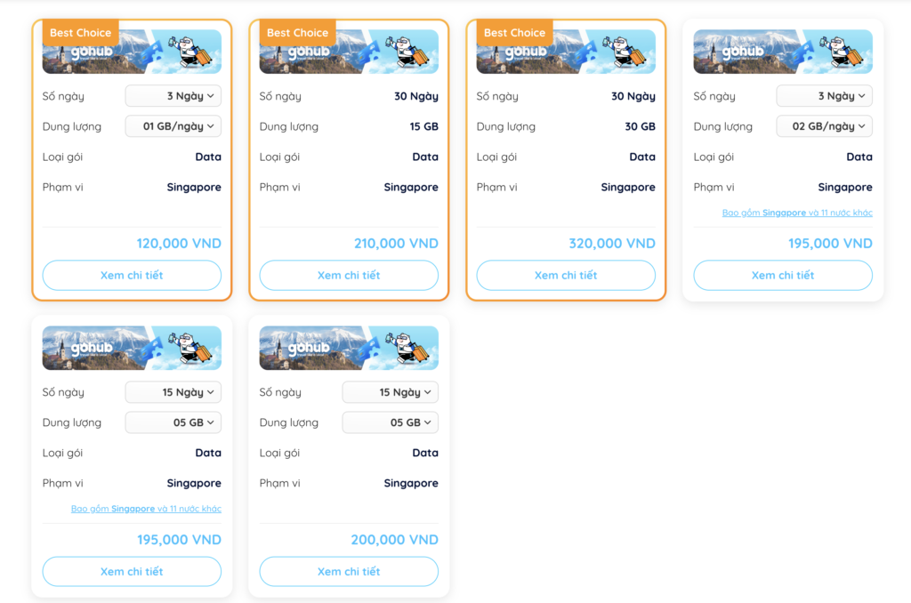 các gói eSIM du lịch Singapore từ Gohub