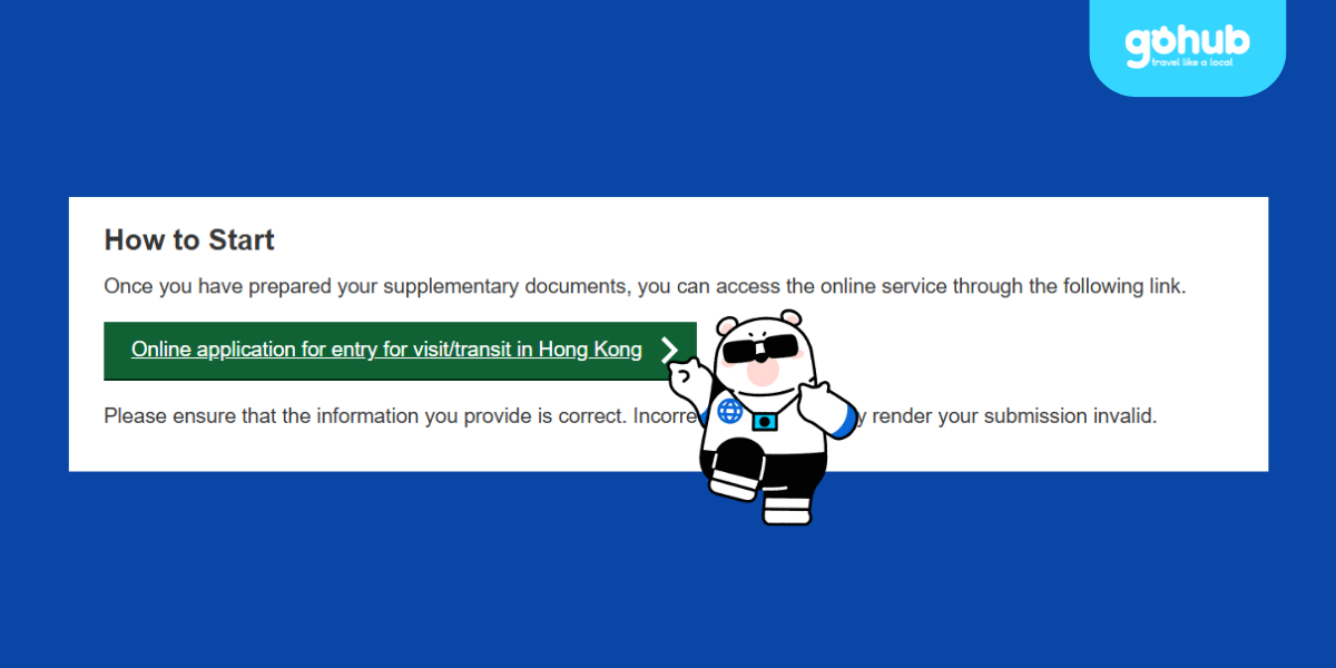 Online Application for entry for visittransit in Hong Kong