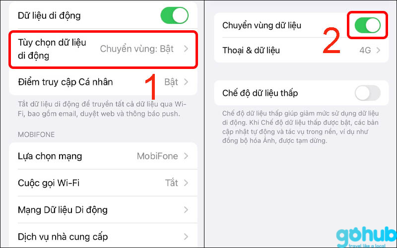 Cách chuyển vùng quốc tế trên iPhone