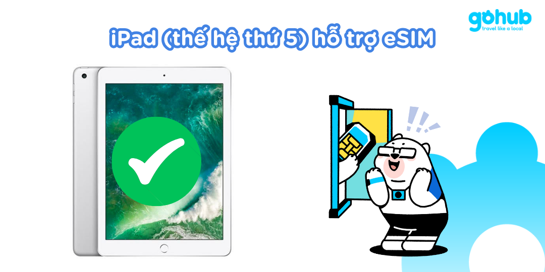 iPad (thế hệ thứ 5) hỗ trợ eSIM