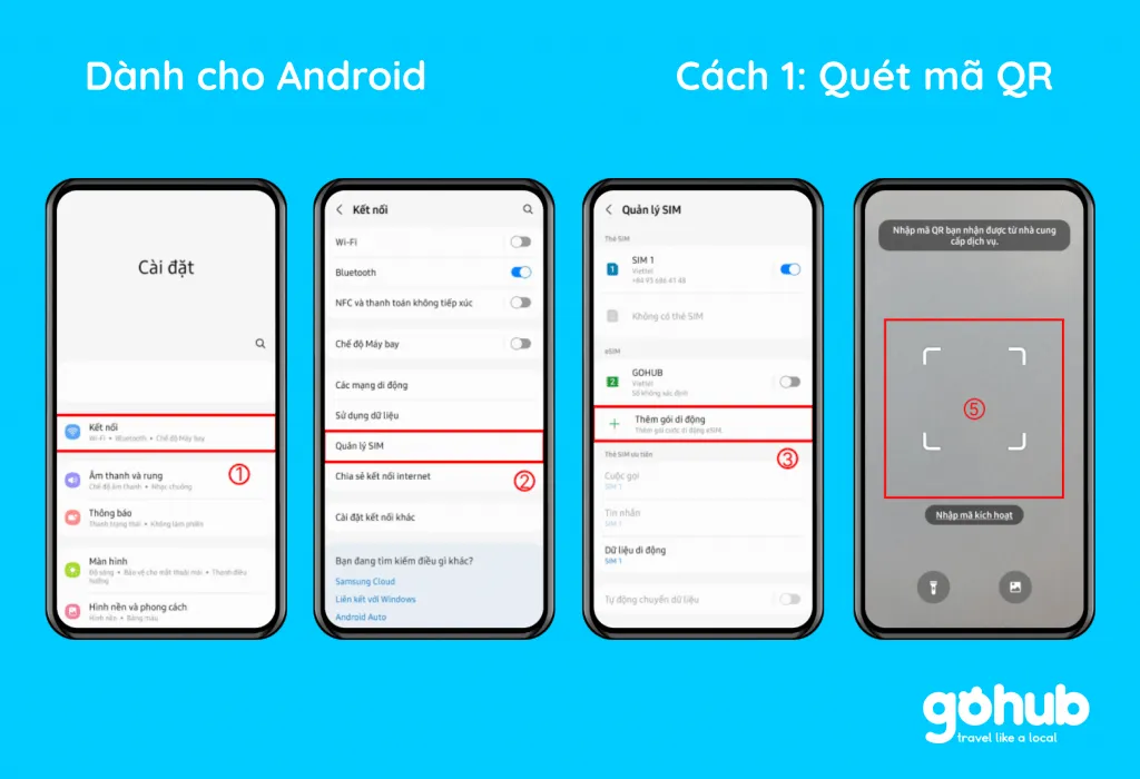 Hướng dẫn cách kích hoạt eSIM online tại nhà qua mã QR cho Android