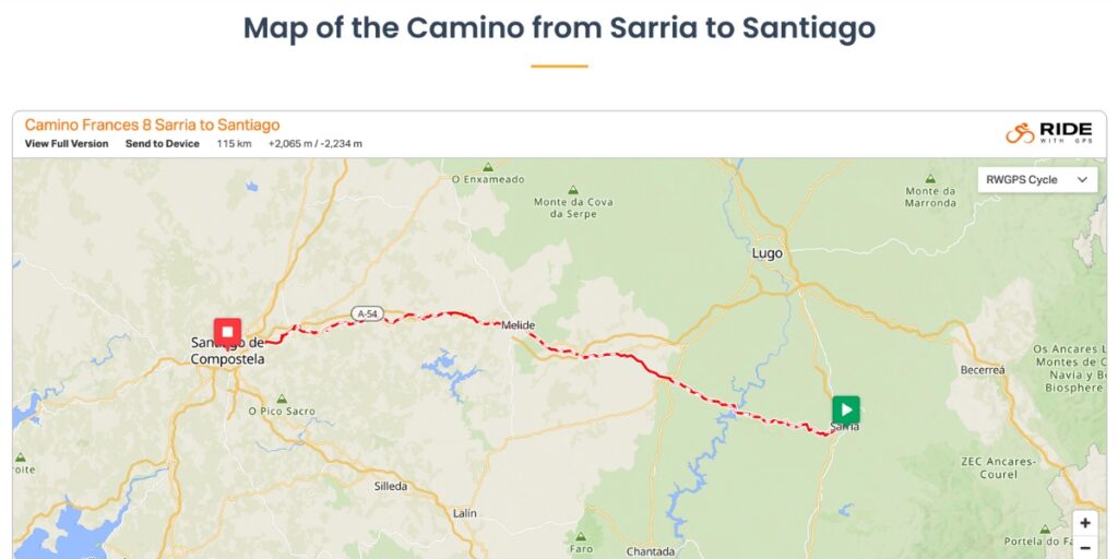 Bản đồ du lịch hành hương - Camino de santiago tour