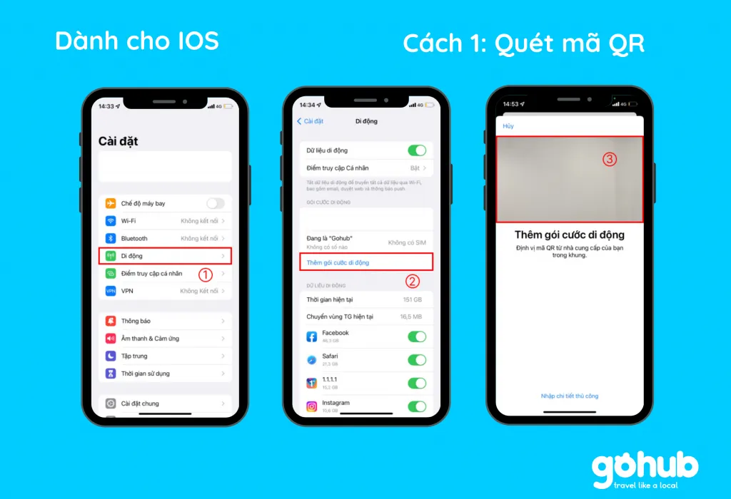 Hướng dẫn cách kích hoạt eSIM online tại nhà qua mã QR cho IOS